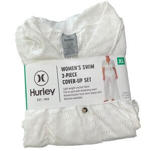 Hurley Women's Swim Cover Up Crochet Set White Size XL NWT